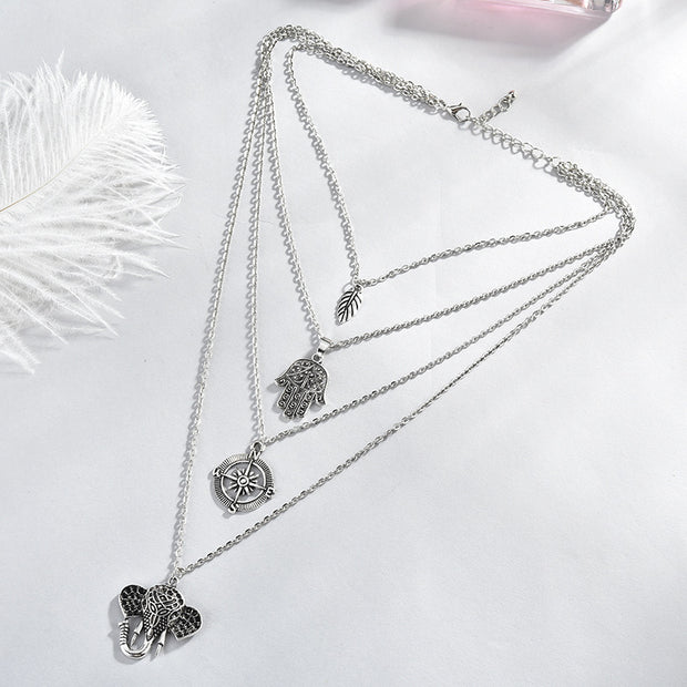 Silver Elephant Necklace Layers - Prime Adore