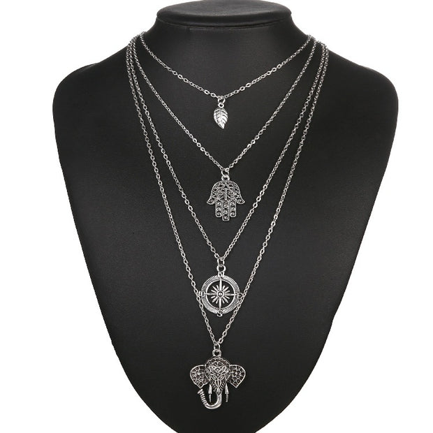 Silver Elephant Necklace Layers - Prime Adore