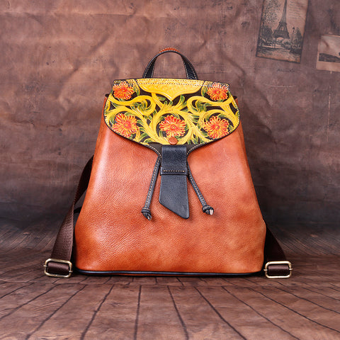 Chrysanthemum Leather Backpack - Prime Adore