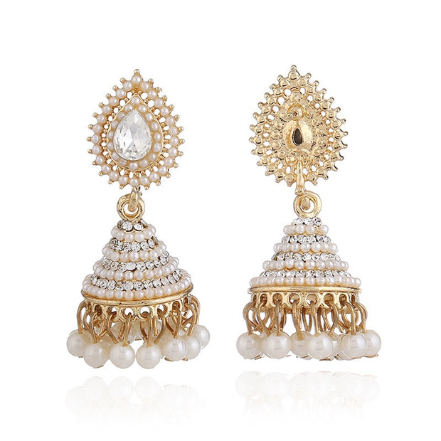 Ethnic White Pagoda Earrings - Prime Adore