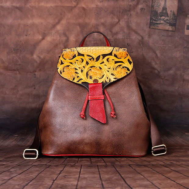 Chrysanthemum Leather Backpack - Prime Adore