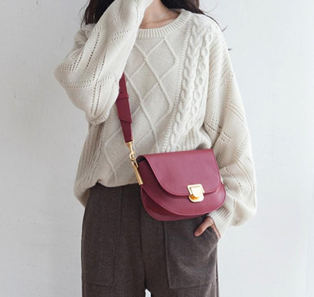 Leather Crossbody Saddle Bag - Prime Adore