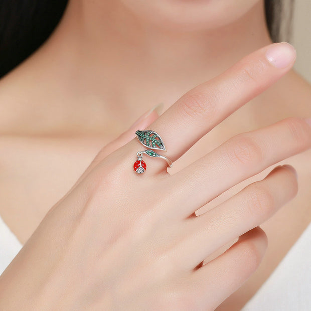 Ladybird and Leaf Ring - Prime Adore