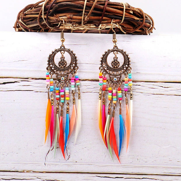 Bohemian Vintage Gold/Silver Feather Earrings - Prime Adore