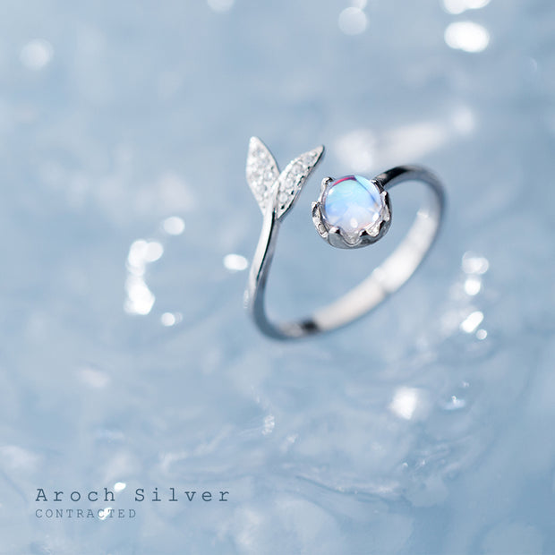 Mermaid Tail Moonstone Adjustable Ring - Prime Adore