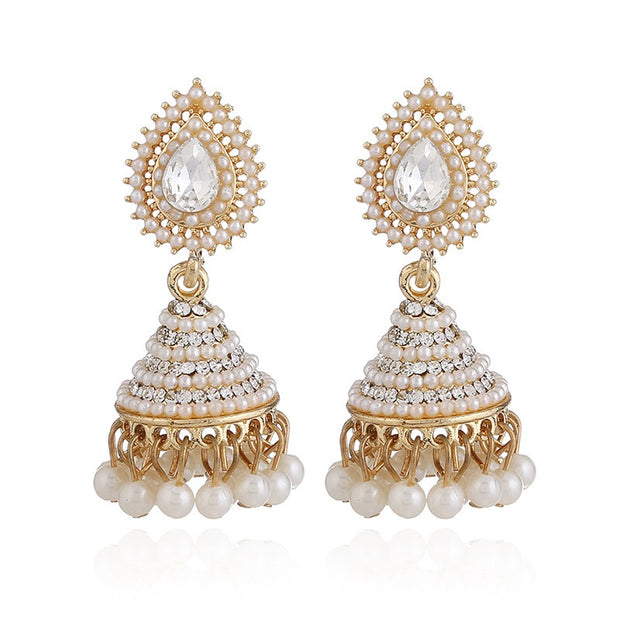 Ethnic White Pagoda Earrings - Prime Adore