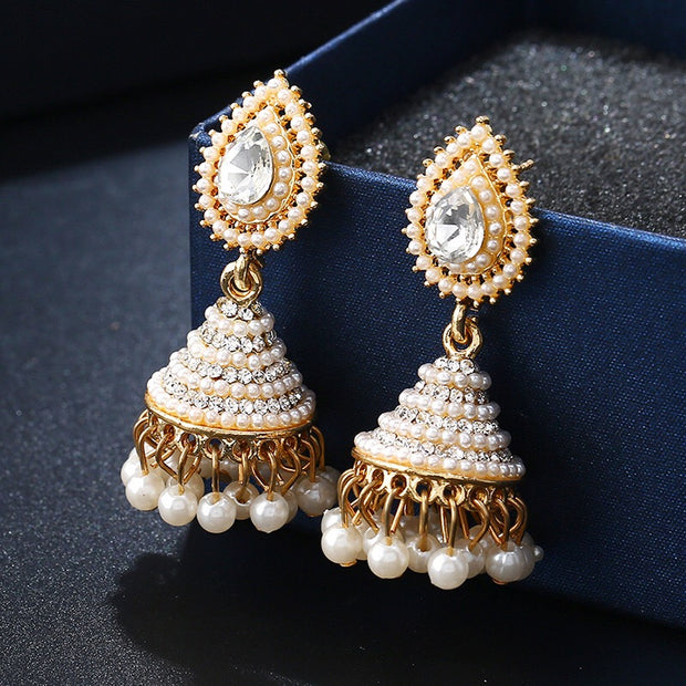 Ethnic White Pagoda Earrings - Prime Adore