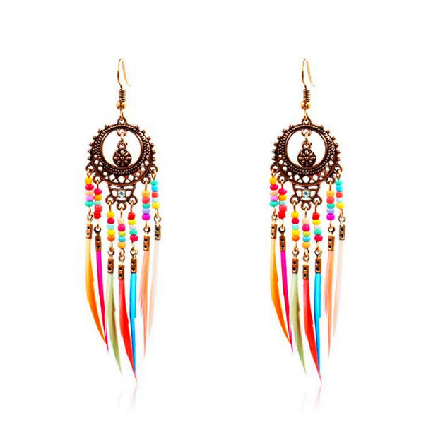 Bohemian Vintage Gold/Silver Feather Earrings - Prime Adore