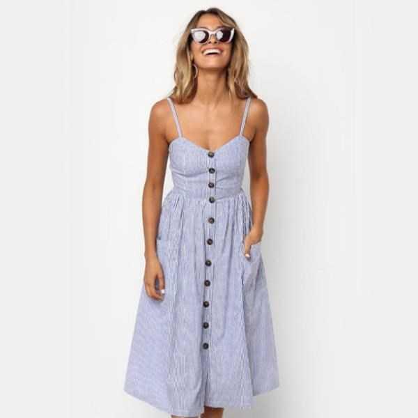 Button Midi Day Dress - Prime Adore