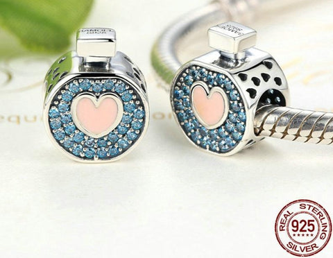 Pink Heart Blue Perfume Bottle Charm - Prime Adore