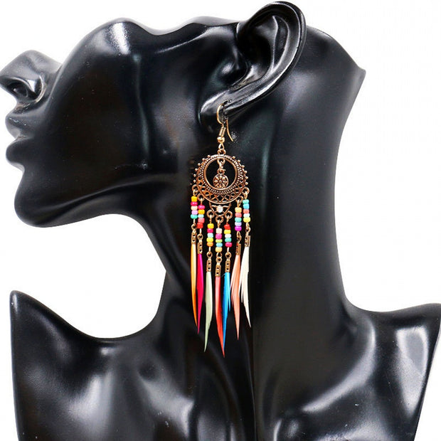 Bohemian Vintage Gold/Silver Feather Earrings - Prime Adore