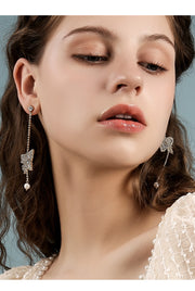 Crystal Pearl Butterfly Earrings - Prime Adore