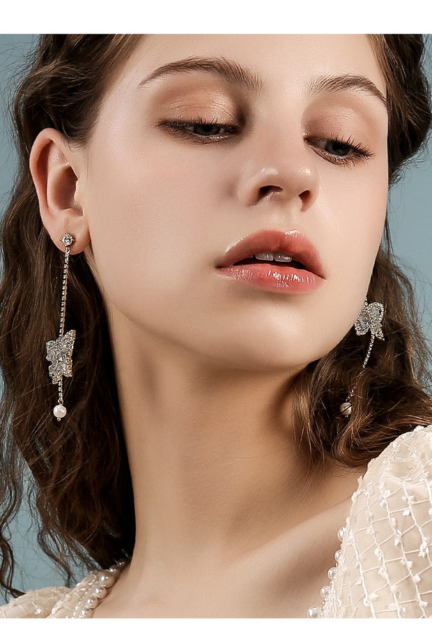 Crystal Pearl Butterfly Earrings - Prime Adore