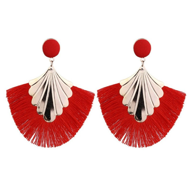 Fan-shaped Tassel Earrings - Prime Adore