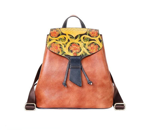 Chrysanthemum Leather Backpack - Prime Adore
