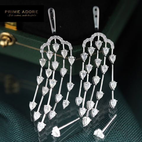 Water Drop Diamond Tassel Earrings - Prime Adore