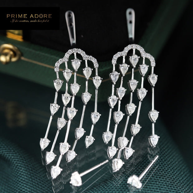 Water Drop Diamond Tassel Earrings - Prime Adore