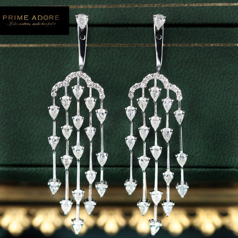 Water Drop Diamond Tassel Earrings - Prime Adore