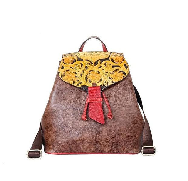 Chrysanthemum Leather Backpack - Prime Adore