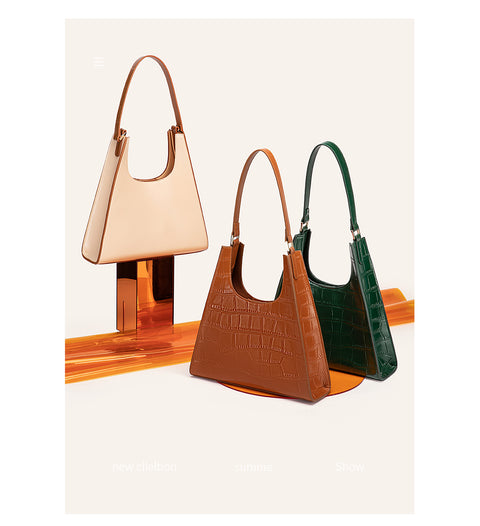 Underarm Leather Crocodile Pattern Handbag - Prime Adore