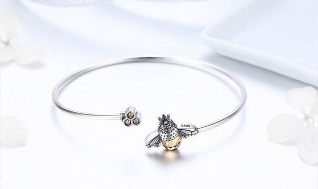 Crystal Bee And Honeycomb Bracelet Bangle - Prime Adore