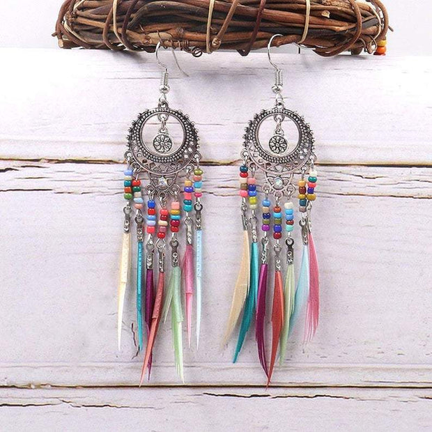 Bohemian Vintage Gold/Silver Feather Earrings - Prime Adore