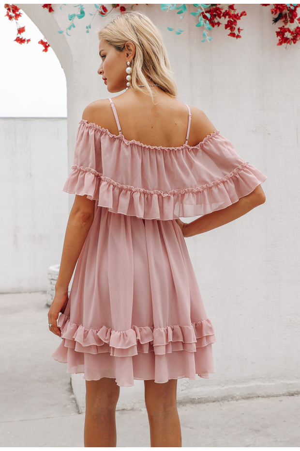 Ruffle Off Shoulder Dress - Prime Adore