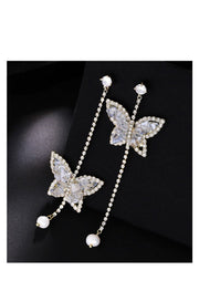 Crystal Pearl Butterfly Earrings - Prime Adore