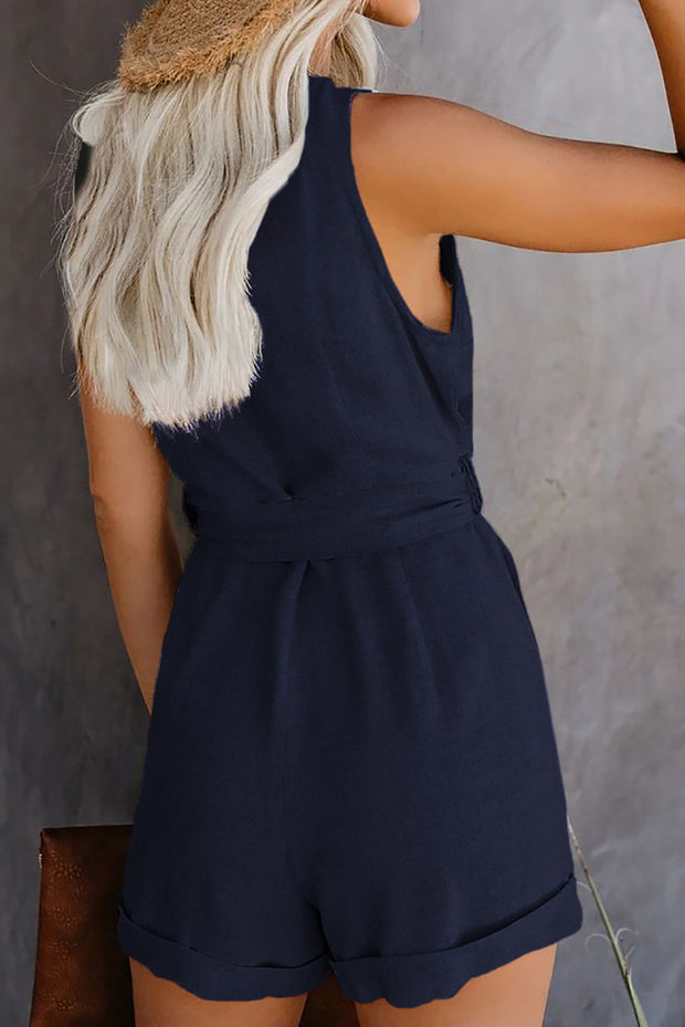 Solid color jumpsuit with bow tie for ladies casual - Prime Adore