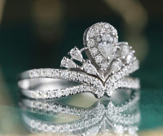 Raindrop Crown Diamond Ring - Prime Adore
