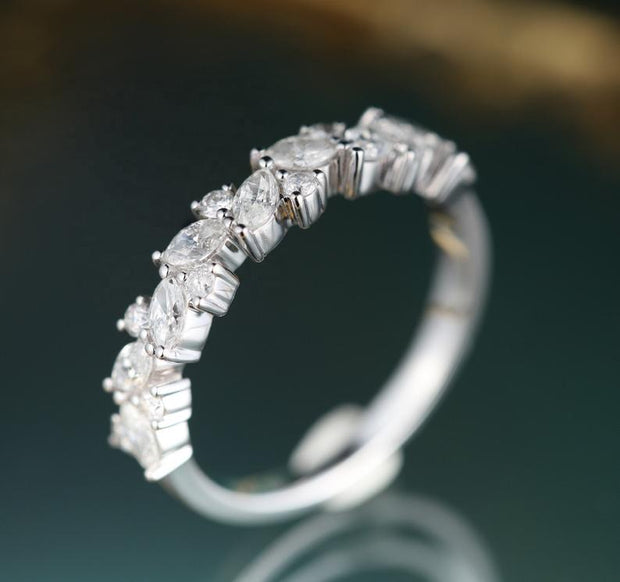 Wide Band Cluster Wedding Band - Prime Adore