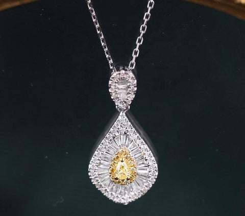 Water Drop Yellow Diamond Necklace - Prime Adore