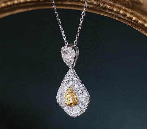 Water Drop Yellow Diamond Necklace - Prime Adore