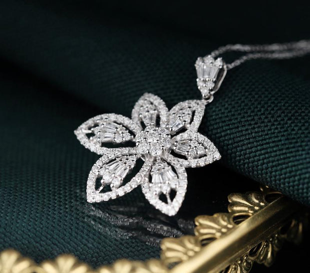 Six Leaf Flower Pendant Necklace - Prime Adore