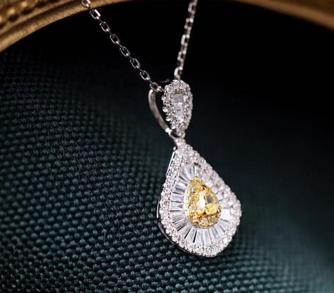 Water Drop Yellow Diamond Necklace - Prime Adore