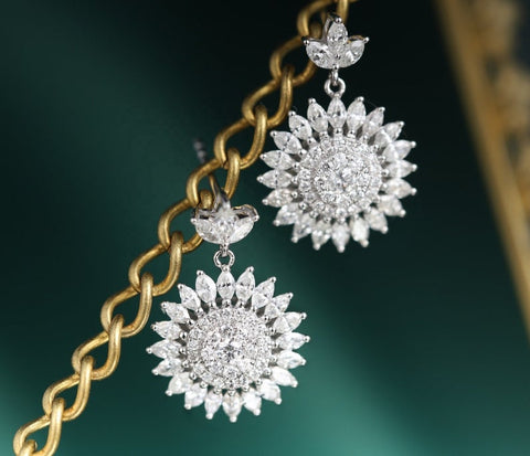 Signature Sunflower Diamond Earrings - Prime Adore