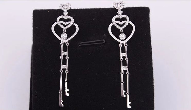 Double Heart Infinity Key Earrings - Prime Adore