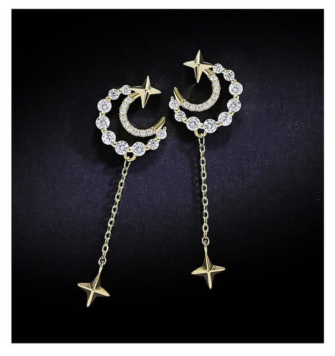 Crescent Moon and Stars Earrings - Prime Adore