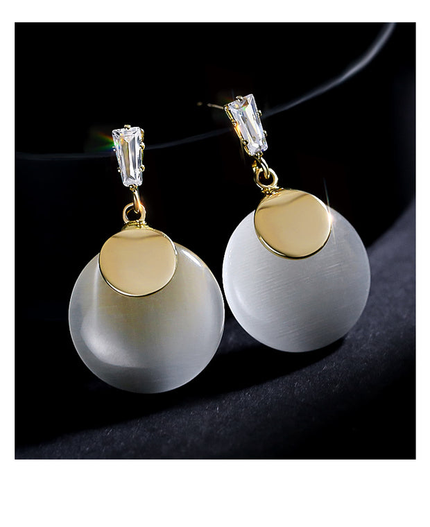 Geometric Round Opal Earrings - Prime Adore