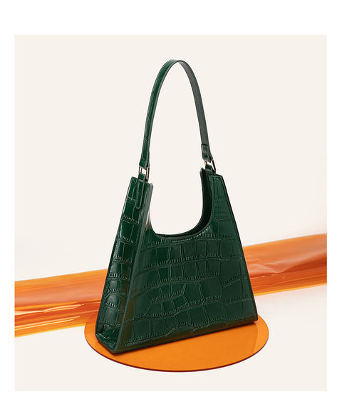 Underarm Leather Crocodile Pattern Handbag - Prime Adore