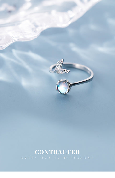 Mermaid Tail Moonstone Adjustable Ring - Prime Adore