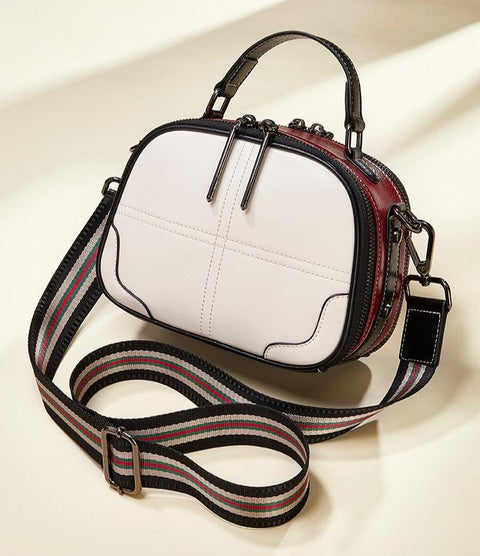 Wide Shoulder Leather Handbag - Prime Adore