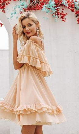 Ruffle Off Shoulder Dress - Prime Adore