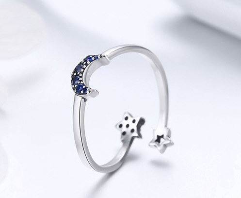 Blue Moon and Stars Ring - Prime Adore